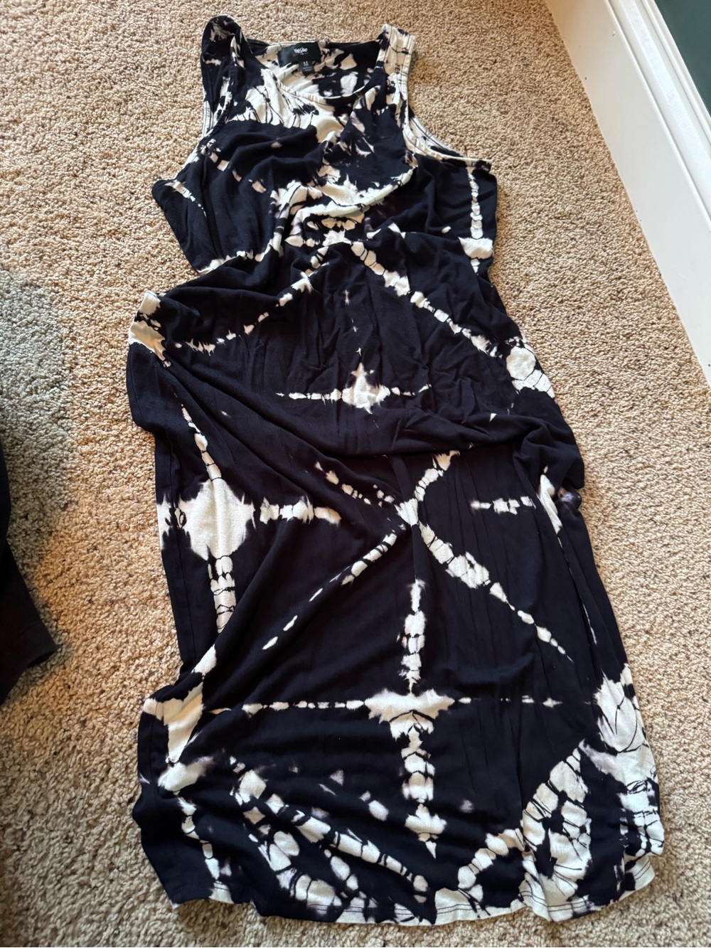 Mossimo Supply Co. Black and White Tie-Dye Sleeveless Midi Dress